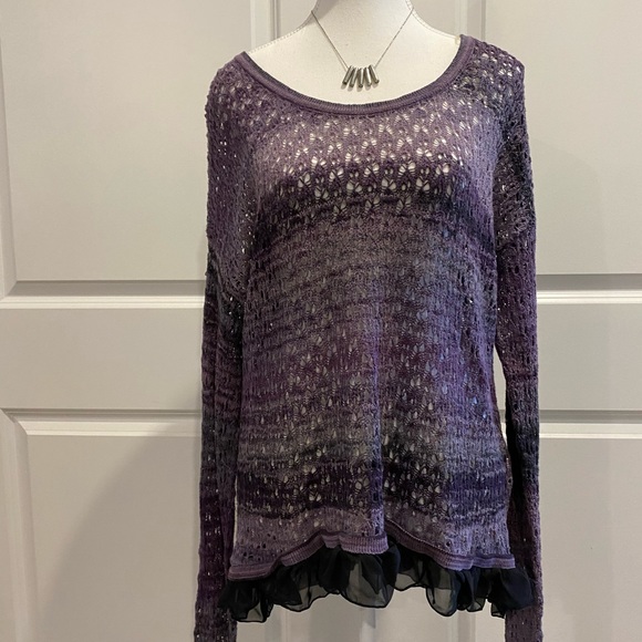 Boho KENSIE Cotton Crochet Fringed Pullover - Womens XL - Picture 9 of 9
